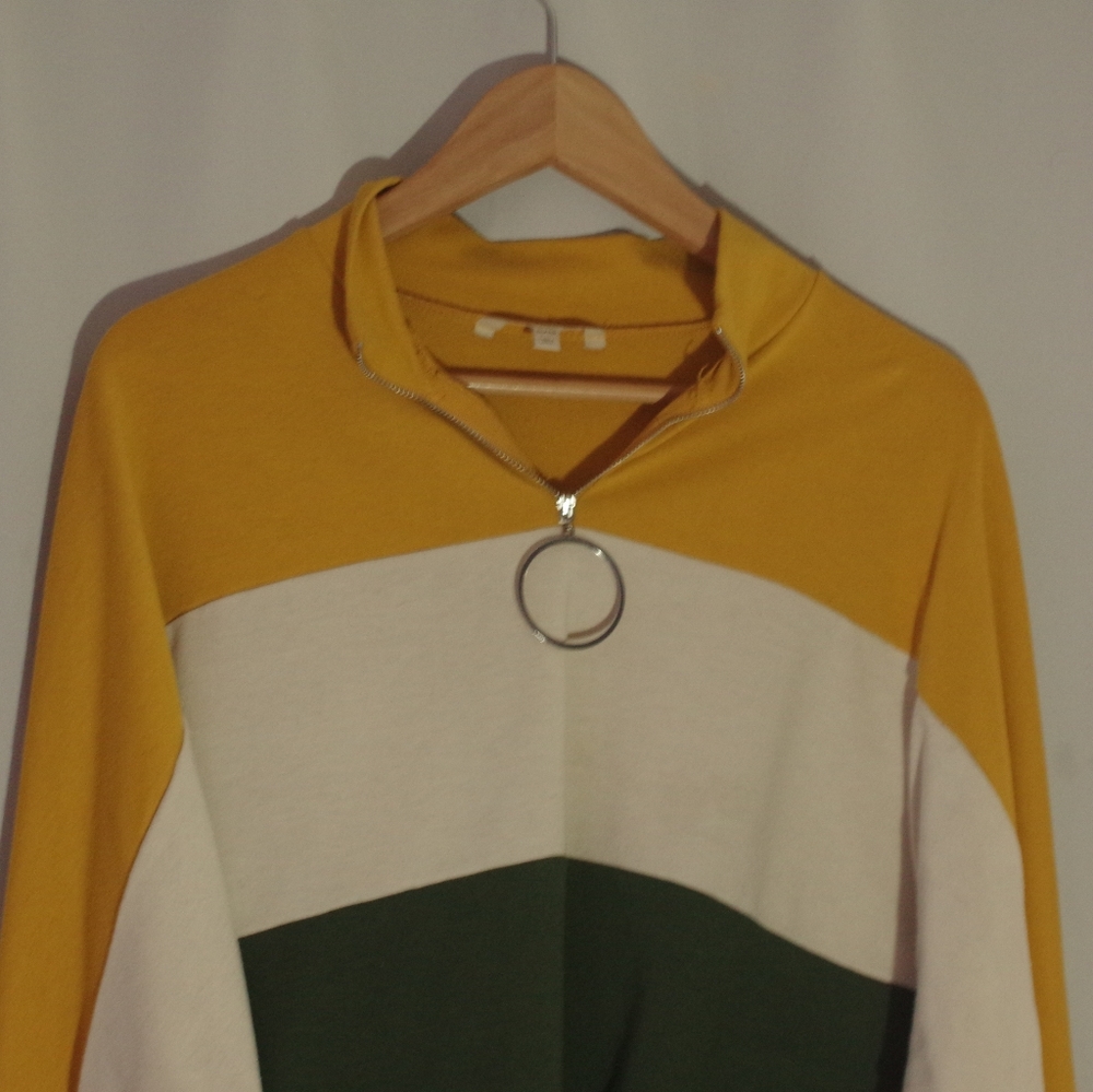 Ivoire Ring Zip Up Hoodie Yellow White Green